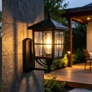 Aluminum Frame IP65 Waterproof E27 3500K Outdoor Wall Lamp