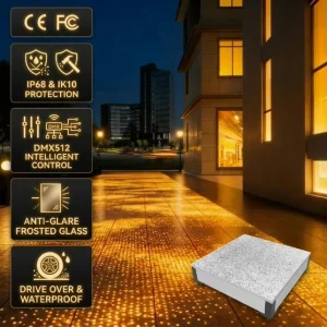 Aluminum IP68 Outdoor LED Light Tiles for Garden Lawn Shopping Mall Smart Lighting Tiles RGB Brick Lights