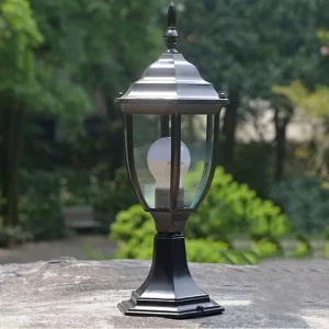 Aluminum LED E27 IP44 Exterior Pier Mount Lamp Outdoor Garden House Main Gate Pillar Light with Glass Shade