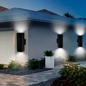 Aluminum Square Outdoor Wall Lamp Waterproof Outside Photocell Sensor Led Wall Light up and Down Outdoor Wall Lamps for Home