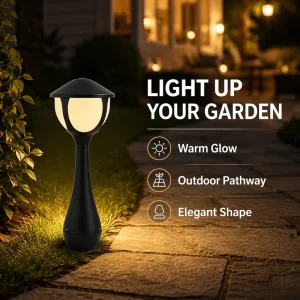 Anti Glare Garden Light with LED 360 Degree Black Post Lamp Outdoor Lighting for Courtyard Walkway Villa