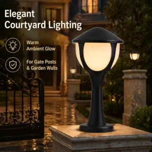 Anti-fogging Warm Ambient Glow 360° E27 Lamp Holder Warm Glow Lawn Light for Gate Posts & Garden Walls