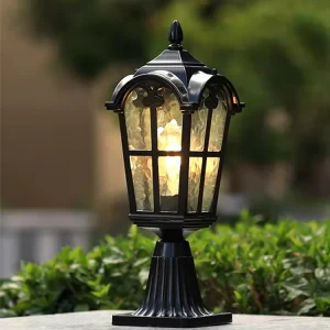 Antique IP65 Waterproof Column Headlights Solar Powered LED Post Top Light Outdoor Courtyards Lawn Street Lighting
