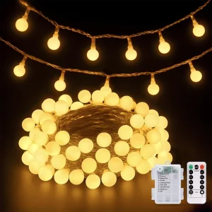 Battery Operated Globe String Lights 8 Function With Remote Control, For Indoor & Outdoor Decorative For Christmas Party Garden