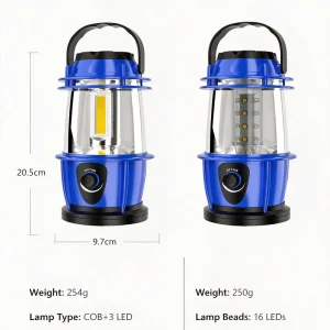 Battery Powered COB Camping Lantern Stepless Dimmable Portable Hanging Tent Light Outdoor Emergency Lamp for Camping Fishing