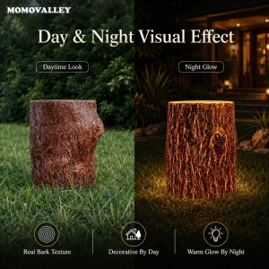 Beautiful High quality Fiberglass High transmittance 5w Warm Light Landscape Led Simulated Tree Stump Light Yard Lighting