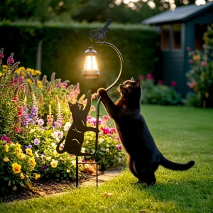 Black Cat Solar-Powered Garden Light Decoration, Solar-Powered Stake Light, Outdoor Waterproof Garden Statue, Outdoor Decoration