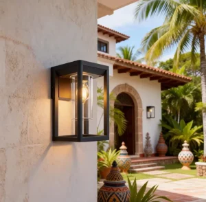 Black Die cast Aluminum Square Waterproof Polycarbonate Diffuser E27 15W Exterior Garden Outdoor Wall Lamps