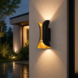 Black Gold 12W LED Waterproof Outdoor Wall Lamp Aluminum Alloy Wall Sconce for Garden and Hotel Villa Decoration