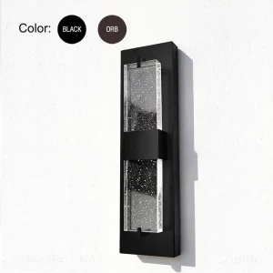 Black Outdoor Crystal Bubble Glass Wall Light 16 Inch 20W 5CCT Adjustable ETL Aluminum Steel Exterior Lighting Fixture