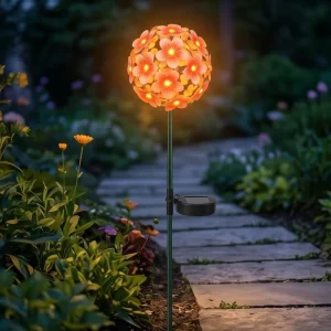Blossom Solar Garden Stake Light with Energy Saving LED and Weatherproof Construction for Landscape and Yard Ambience