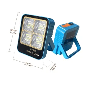 Blue Waterproof IP65 Rechargeable Solar LED Flood Light for Camping and Fishing