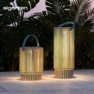 CE FCC Automatic On And Off Outdoor Waterproof Solar & USB Charing Intelligent Led garden Floor Lanterns In Rattan