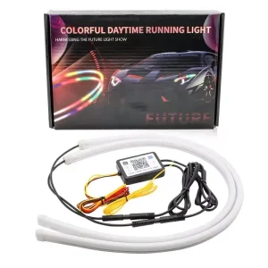 Car Modified RGB Ambient Tube RGB App Control LED Strip 72 LEDs Silicon Tubes Daytime Running Light