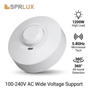 Ceiling Mount Occupancy Sensor, 360° Microwave Radar Sensor Light Motion Movement Detector Switch