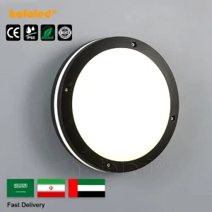 Ceiling Mounted Deck Lighting 20W 30W 40W Microwave Sensor Waterproof IP65 IK10 Outdoor LED Wall Bulkhead Light
