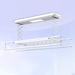 Ceiling-Mounted Electric Clothes Drying Rack with LED Lighting for Laundry Use