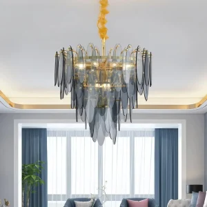 Circular Arched Acrylic Ring Chandelier with Glossy Frosted Double Finish for Mediterranean Villas