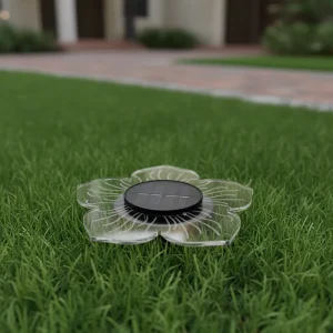 Circular Ground Landscape Path Garden Light 14 LED Solar Waterproof Underground Outdoor Lawn Light Warm Light 360 Beam Button