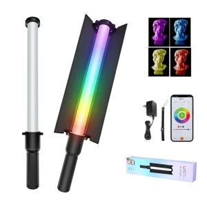 Color Stick LED RGB Tube USB Lamp Handheld Rechargeable Rotatable Standing Selfie Video Studio Light for Video and Photography
