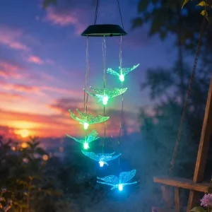 Colorful Copper IP44 String Lights LED Solar Panel Green Eco Friendly Solar Lamp Garden Decoration Butterfly