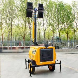 Construction Mining Tower Light 9m Diesel Generator Mobile LED Lighting Tower