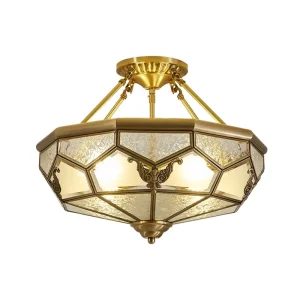 Copper Star-Shaped LED Chandelier for Foyer, Hallway, Balcony, and Outdoor Flush-Mount Ceiling Lighting, IP65