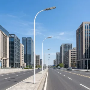 Curved Iron Street Light Pole Hot Dip Galvanized Self bending Lamp Post for Road Lighting 160km h Wind Resistant 20 50 Year