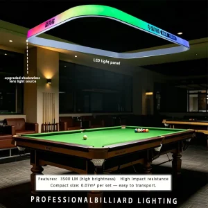 Curved Rectangle RGB LED Pool Table Light Custom Logo Eye Protection Billiard Hanging Lamp Light Fixture for Game Room