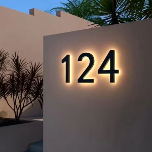 Custom 304 Stainless Steel Number Outside Metal Led Backlit Modern LED House Number
