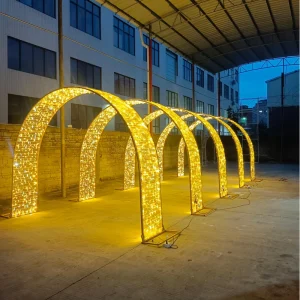 Custom 3D LED Illuminated Walk through Tunnel Arch Sculpture Outdoor Christmas Park Event Plaza Festival Decoration Project