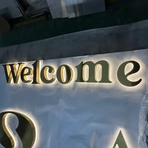 Custom Acrylic Ultra Thin Design LED Logo Sign Backlit in Soft Glow Light CE Certified for Hotel Boutique Spa