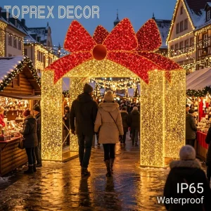 Custom Giant Outdoor Gift Box Arch Christmas Lights Decor Waterproof Large Motif Lighting Holiday Decor