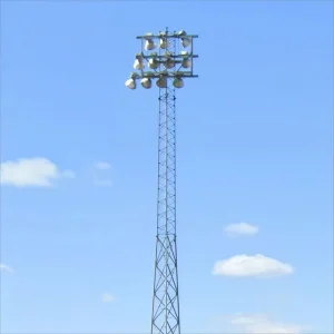 Custom Hot Dip Galvanized Angular Steel Stadium Light Tower High Mast Sports Field Outdoor Floodlight 25m ANSI TIA 222 G