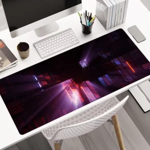 Custom Large Neon City Print Gaming Mouse Pad Non Slip Waterproof Desk Mat Extra Big Eco Friendly Natural Rubber Base RoHS