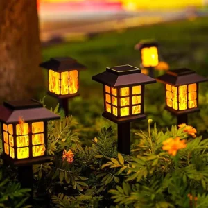 Custom Outdoor Solar LED Flickering Flame Light IP44 Waterproof Decorative Lawn Courtyard Lamp Small Spaces Garden Pathways Road