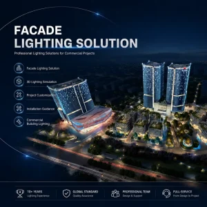 Custom Outdoor Wall Lamp Flex Neon Lights Design External Floodlight Building Facade LED Lighting Facade Lighting Solution
