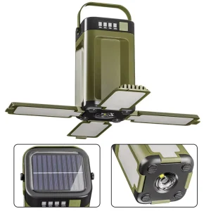 Custom Solar Powered Camping Lantern Extendable 4 Leaf Sunlight Charging 2000mAh IPX4 Waterproof 5000K Daylight