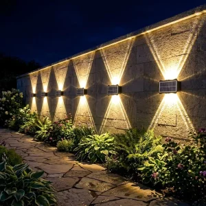 Custom Solar Wall Light IP65 Waterproof Outdoor LED Lamp Dusk to Dawn No Wiring OEM ODM Logo Garden Villa Hotel Facade Lighting