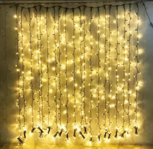 Customizable 300x300cm IP65 LED PVC Blister Connectable Curtain Light Warm White Outdoor String Light Holiday Event Decor