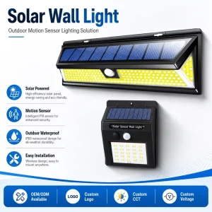 Customizable Options IP65 Motion Sensor Solar LED Flood Light with ABS Material 3 Level Dimming for Pathways & Security