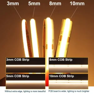 Customizable Waterproof Dimmable Ra90 Ra80 5v 12v 24v Cob Led Strip 3000k 4000k 6000k 3mm 5mm 8mm Cob Led Strip Light