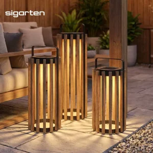 Customized Logo Packaging Outdoor Teak Solar Led Large Lamps And Lanterns