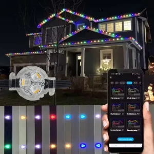 DC12V LED Pixel Lights Christmas House Eaves Track Light RGBW Outdoor Holiday Permanent Point Light