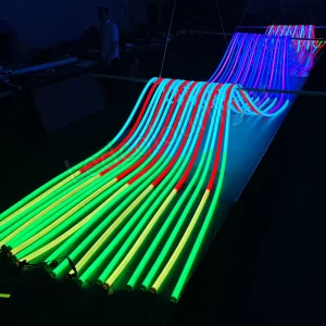 DMX Control 24V D25 Black Flexible LED Tube Club Light 5M 10M Black Silicone 360 Neon Strip Lights for Nightclub