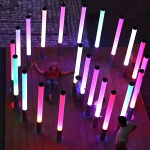 DMX RGB LED Tube Light with Color-Changing Milky White Cover, 360-Degree Digital Tube Column Light
