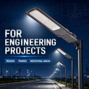 DOB LED Street Light with IP65 Rating, Aluminum Construction, Motion Sensor Control, and AC Alexa Compatibility