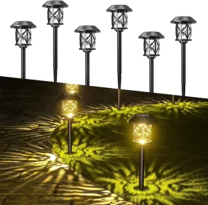 Decorative Exterior LED Solar Powered Landscape Outdoor Garden Driveway Pathway Stake Spike Light Solar Lamp
