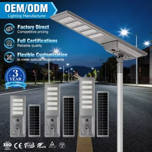 Die-cast Aluminum IP65 Waterproof Full Solar LED Street Lamp 400W 600W Outdoor