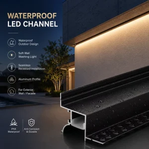Durable Waterproof LED Wall Washer Aluminum Profile Extrusion Channel for Outdoor Facade Lighting
